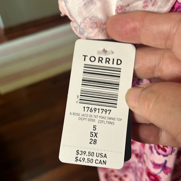 NWT Super Soft Torrid Knit Top Punk Floral -lace trim/SS/knit/ stretch Sz 5X - Picture 10 of 13